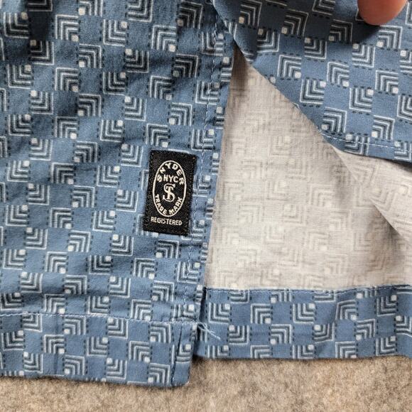 Todd Snyder Square Geo Camp Collar Button Down Shirt size L Blue NWT $158 - Picture 8 of 11